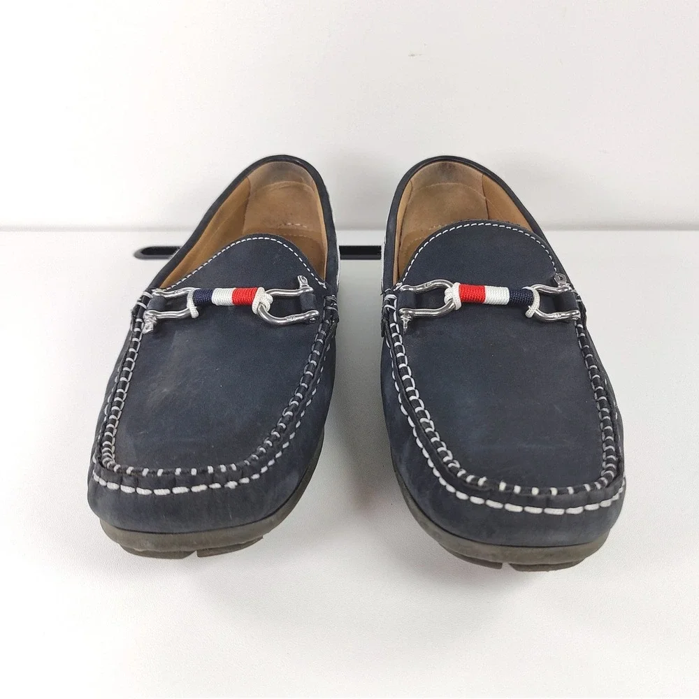 Riomar Waterman Navy Leather Boat Shoes Driving Loafers Coastal Mens 9 EU 42